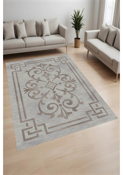 Eliana Home Dijital Baskı Yıkanabilir Kaymaz Taban Salon Halısı Ve Yolluk Rv057-fnl330 Gri