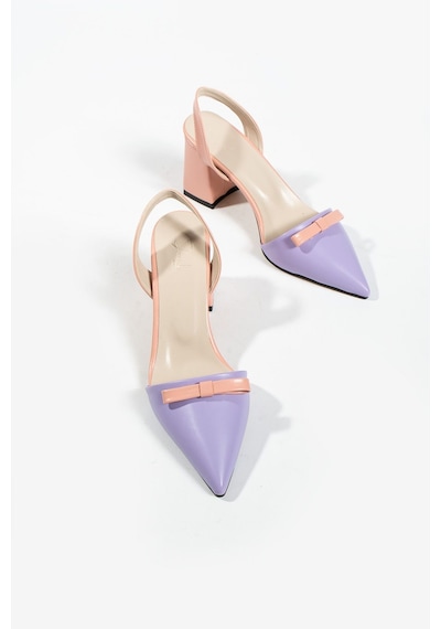 Duxal Shoes Werner Kadın Çift Renk Fiyonk Detay Topuklu Ayakkabı Çok Renkli