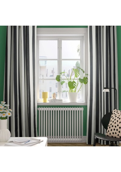 Ikea Slanhöstmal Fon Perde 145x300 Cm Beyaz-siyah Beyaz - Siyah