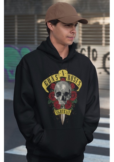 Sevbano Tasarım Guns N' Roses Rock Metal Baskılı Unisex Oversize Müzik Gr Siyah