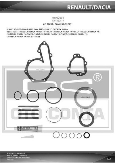 OTO CONTA 40107004 MOTOR TAKIM CONTA ALT R9 D R11 FLASH R19 R21 M