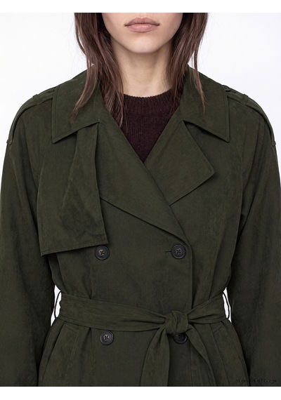 Lcw Modest Haki Kuşaklı Kadın Gabardin Trençkot