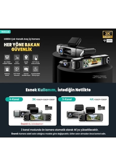 Botslab Ses Kontrolü,4 Kanallı 3,18 İnç Dokunmatik Ekran, 2160p + 1080p + 1080p Ön Ve Arka İç Döngü Kaydı, 5,8