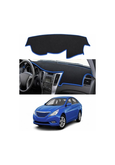 Hyundai - Sonata 2007-2012 Uyumlu Torpido Koruma Kılıfı - Mavi Şeritli