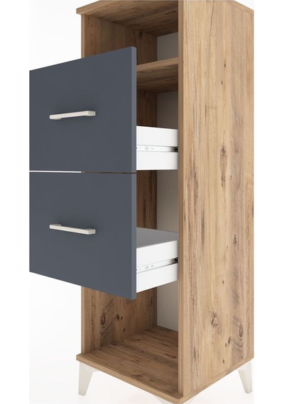 Hyperion Dolap Tek Raflı 2 Çekmeceli 44x44x134 Çam-antrasit Atlas Çam