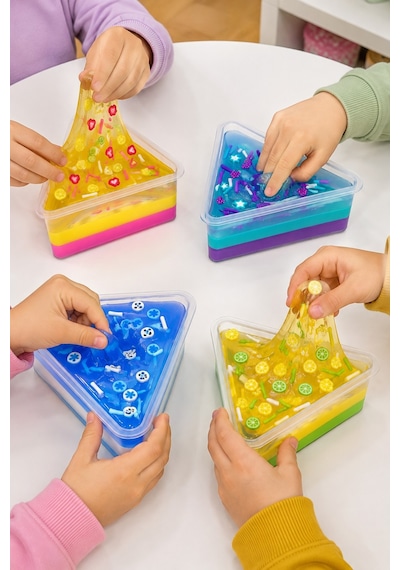 Jelly Cakes 4'lü Paket Seti Squishy 3 Katmanlı Sıkmalık Sürpriz Yüzüklü Pasta Dilimli Duyusal Slime Çok  Renkli