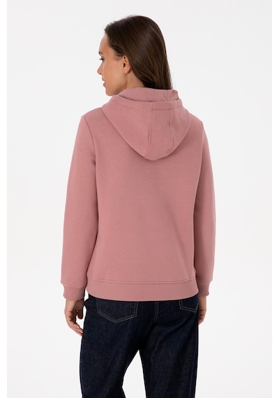 U.S. Polo Assn. Kadın Gül Kurusu Kapüşonlu Basic Sweatshirt 50307711-VR221