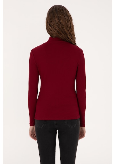 U.S. Polo Assn. Kadın Bordo Fermuarlı Dik Yaka Sweatshirt 50313564-VR014