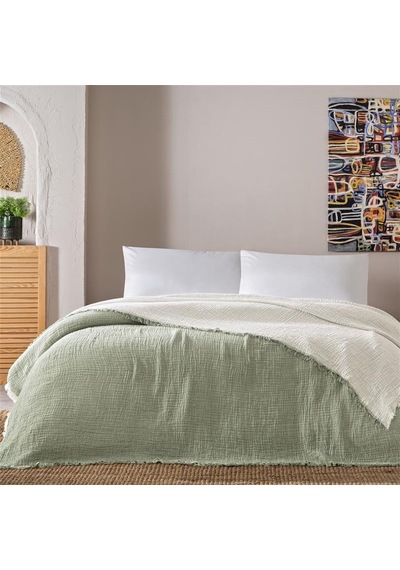 Linens Coraux Pamuk Muslin Çift Kişilik Pike Haki Haki