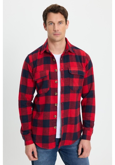 Tudors Erkek Slim Fit Dar Kesim Uzun Kollu Kapaklı Çift Cepli Kareli Kışlık Oduncu Gömlek-41621 Çok Renkli Tudors Erkek Slim Fit Dar Kesim Uzun Kollu Kapaklı Çift Cepli Kareli Kışlık Oduncu Gömlek-41621 Çok Renkli