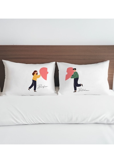 Bk Gift Kişiye Özel Sevgili Tasarımlı Pamuklu 2 Li Yastık Kılıfı Seti-1 50x70cm , Sevgiliye , Ev si, Tasarım Ev Tekstili