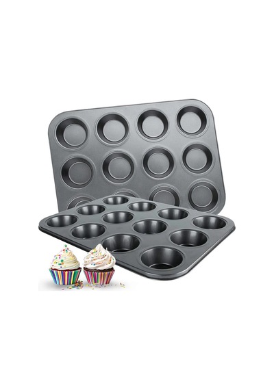 2'li Set Muffin Kalıbı 12li Fırın Mini Kek Browni Kekstra Kalıbı Cupcake Ülü Çok Renkli