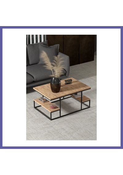 Bezos Deluxe Raflı Orta Sehpa Çam 90x60 Nıda