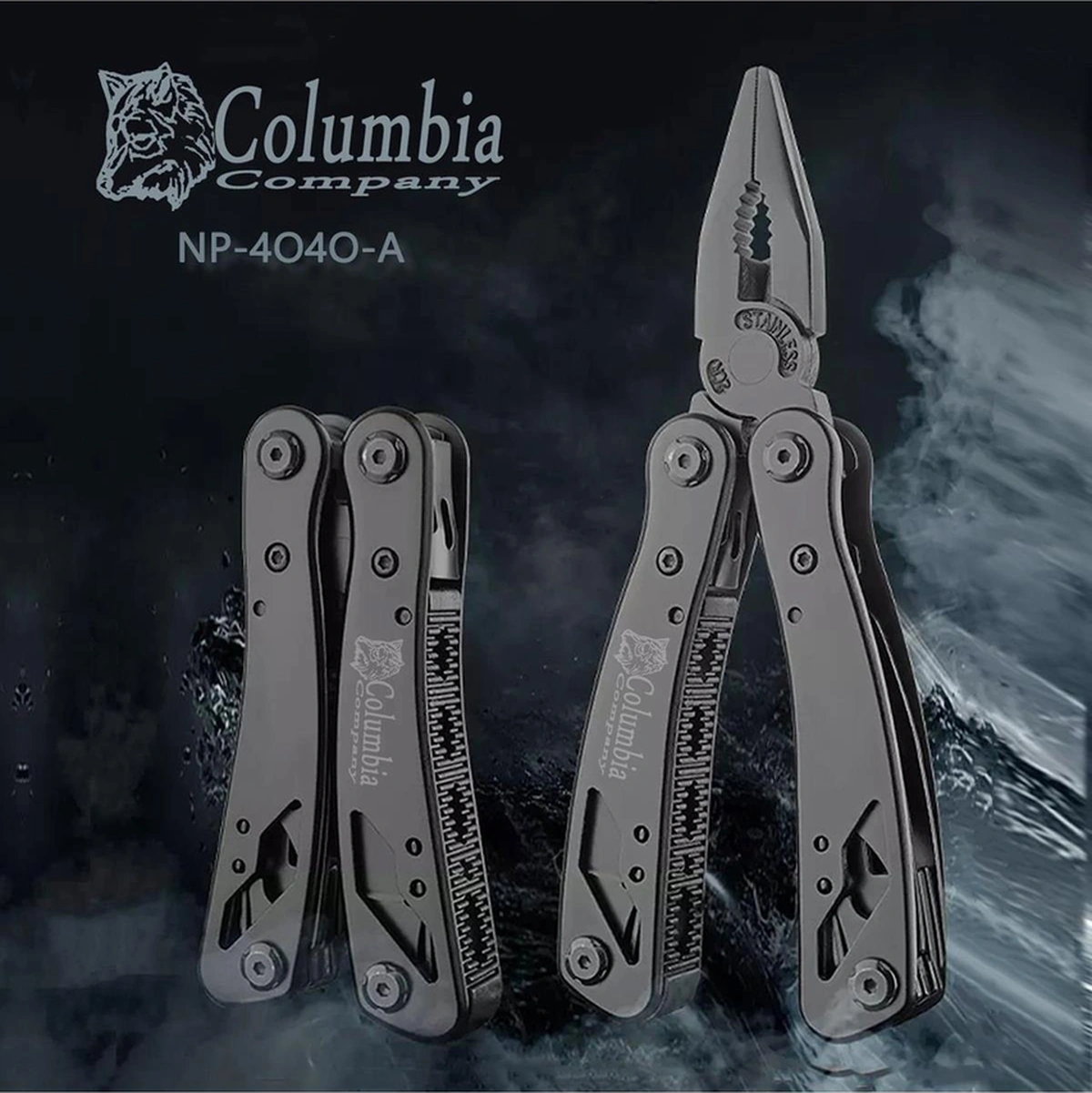 Columbia Kamp Çok Amaçlı El Aleti, 9 Multi Tool, Testere, Pense, Tornavida, Siyah