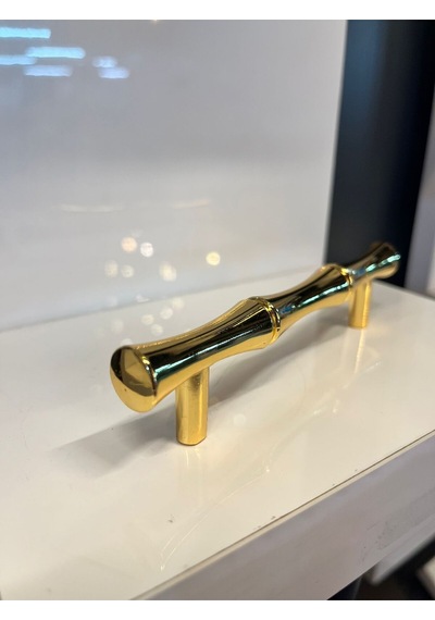 Lüx Bambu Metal Kulp 96mm Altın Dolap Kapak Modern Çekmece Mobilya Tv Ünite Komidin Vestiyer Gold Altın