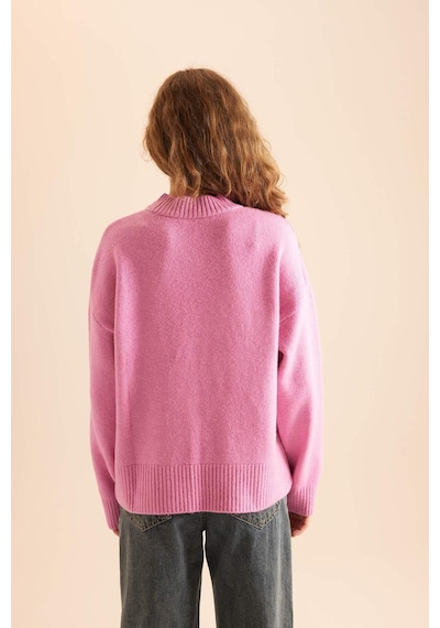DeFacto Oversize Geniş Kalıp Yarım Balıkçı Yaka Triko Kazak R6044AZNSPN46 Pembe