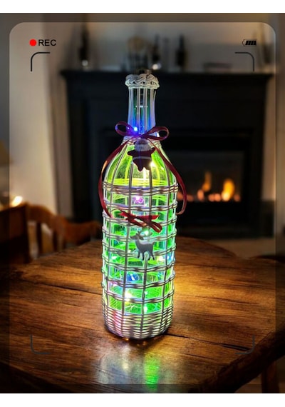 Peri Led Işıklı Bambu Şişe Noel Temalı
