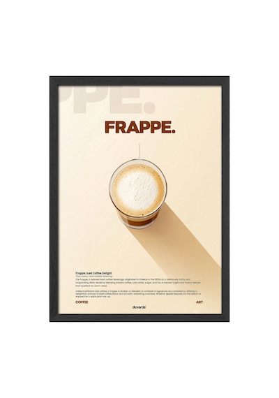 Frappe Kahve Siyah Ahşap Çerçeveli Poster, Dekoratif Duvar Tablosu
