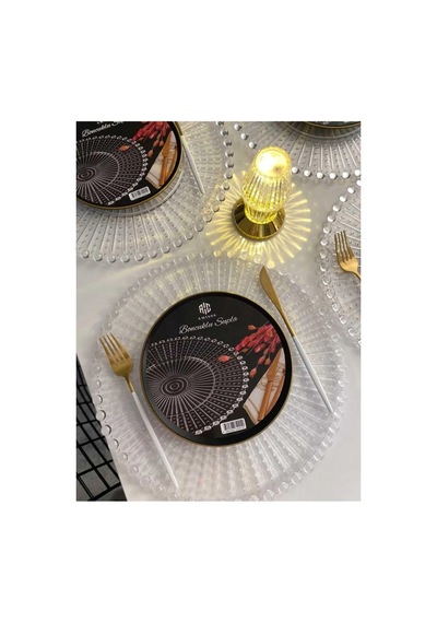 Supla, Boncuklu Sunum Tepsisi Şeffaf Sunumluk 20 Cm