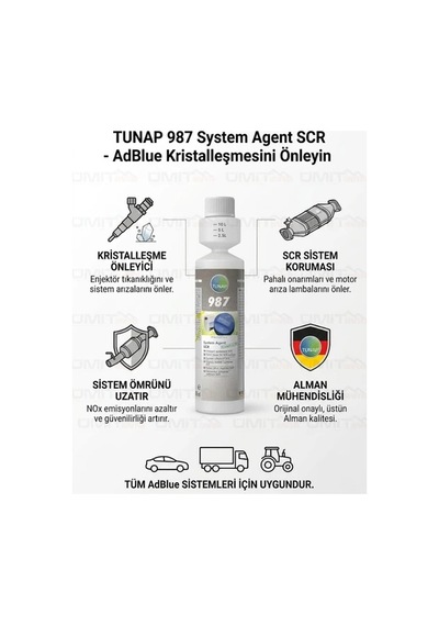 Tunap 987 Scr Sistem Etken Madde Adblue Katkısı 250 Ml 1 Koli - 12 Adet