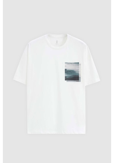 D's Damat Oversize Beyaz Baskılı %100 Pamuk T-shirt 2EC14ORT05210 Beyaz