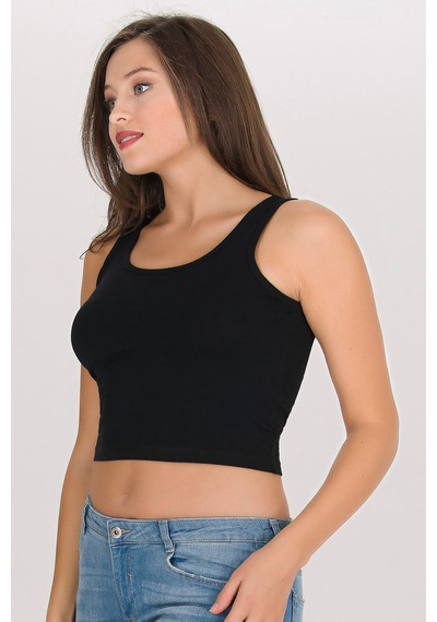 Sensu Kadın Siyah Kalın Askılı Crop Büstiyer - Bst1005 Siyah