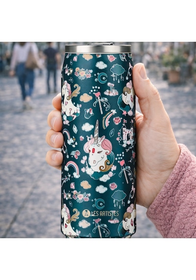 Les Artistes Paris Isı Yalıtımlı Kutu Çelik Termos 500ml Unicorn Çok Renkli