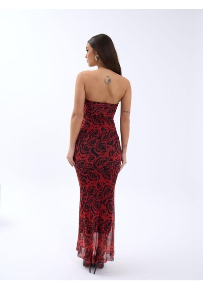 Etiler Collection 7006 Elbise-kırmızı Altın