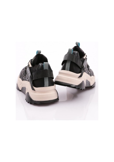 Dgn 65160 Kadin Bağcikli Sneaker Ayakkabi 65160-2027-R14125 Siyah - Yeşil