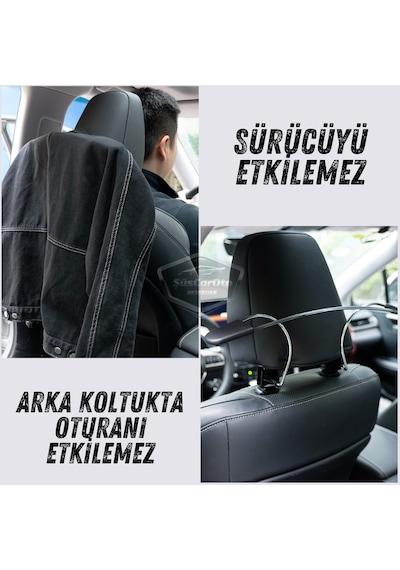 Oto Koltuk Arkası Elbise Askılığı Ceket Askısı Krom Metal Araç İçi Askılık Kaydırmaz Yüzeyli Kıyafet Askısı