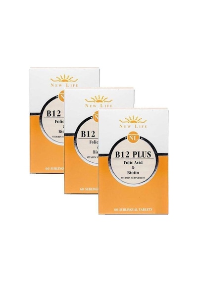 Newlife B12 Plus - 60 Dilaltı Tablet 3 Adet-B12 Vitamini. Folik