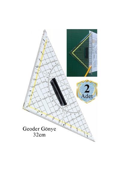 Geoder Üçgen Cetvel 32 Cm 2 Adet Geoderik Modelist Gemici Gönyesi Geometrik Açılı Gönye Yıldızlar No:3 Çok Renkli