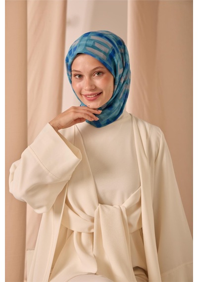 Silk Home Soft Eşarp 73096-20 Turkuaz, Saks, Gümüş, Yeşil