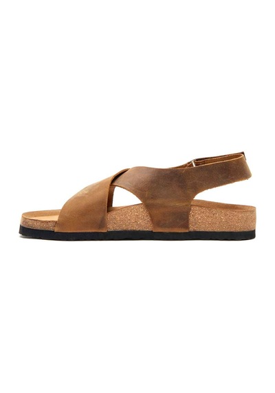 Comfortfusse Fayette - Erkek Ortopedik Hakiki Deri Sandalet Taba Yağlı Deri