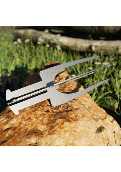 Kamp Ayısı Fiskspids Bushcraft Metal 2mm Mızrak Ucu Gri