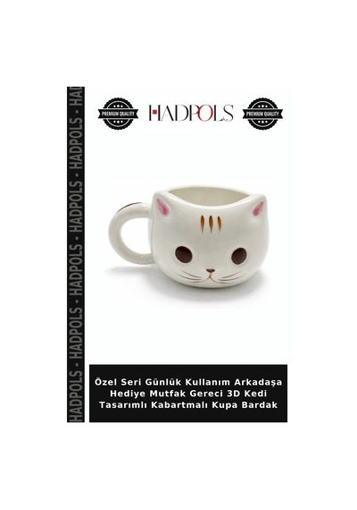 Özel Seri Günlük Kullanım Arkadaşa Hediye Mutfak Gereci 3d Kedi Tasarımlı Kabartmalı Kupa Bardak Diğer