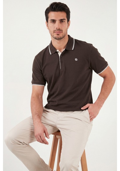 Buratti % 100 Pamuk Düğmeli Regular Fit Polo Yaka T Shirt Erkek Polo Yaka T Shirt 5902118 Kahve