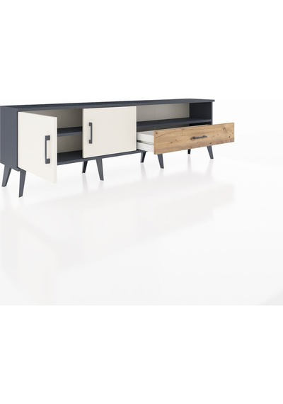 Arges Tv Ünitesi 2 Raflı Tek Çekmeceli 2 Kapaklı 176x30x51 Antrasit-aytaşı/çam Aytası/atlas Çam Arges Tv Ünitesi 2 Raflı Tek Çekmeceli 2 Kapaklı 176x30x51 Antrasit-aytaşı/çam Aytası/atlas Çam