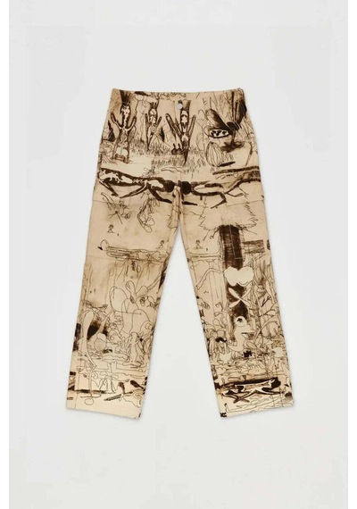 Domrebel Elysium Erkek Kargo Pantolon - Rahat Fit, %100 Pamuk, Şık Tasarımlarla Bej
