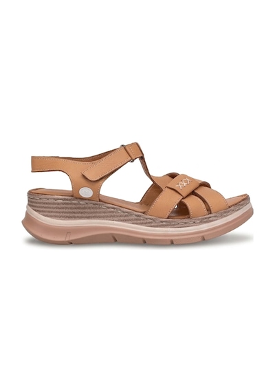Mammamia D26ys-2590 Kadın Hakiki Deri Dolgu Topuk Sandalet Taba