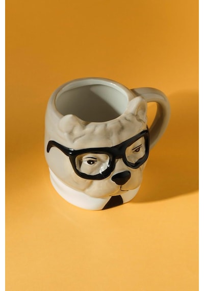 Karaca Anımal Buldog Mug Açık Kahverengi - Beyaz