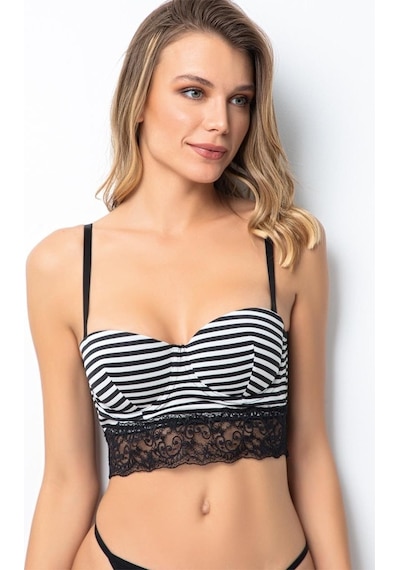 Miorre Push-Up Dolgulu Çizgili Dantelli Büstiyer Miorre Push-Up Dolgulu Çizgili Dantelli Büstiyer