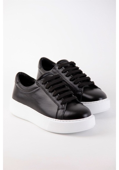 Julia Siyah Hakiki Deri Kadın Sneaker-Siyah