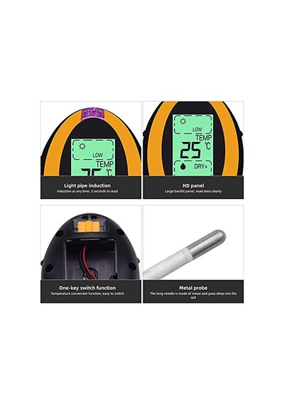 Ayrex 4'ü 1 Arada Toprak Test Cihazı, Nem Ölçüm Cihazı, Bitki Toprağı, Bahçe, Çiftlik, Çim İçin Nem Ölçer, 0
