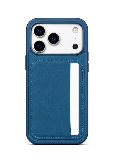 Cardx İphone 17 Pro Max Uyumlu Vegan Deri Kartlıklı Kamera Korumalı Kılıf Lacivert