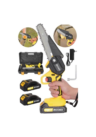 Alman 128 Vf 10 Ah Çelik Şanzuman Akülü Dal Kesme Budama Testere Bıçkı Makinesi 15 Cm Sarı
