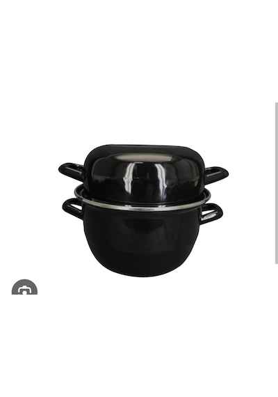22 Cm Emaye Midye Model Çorba Makarna Sos Tenceresi 3,5 Litre Siyah