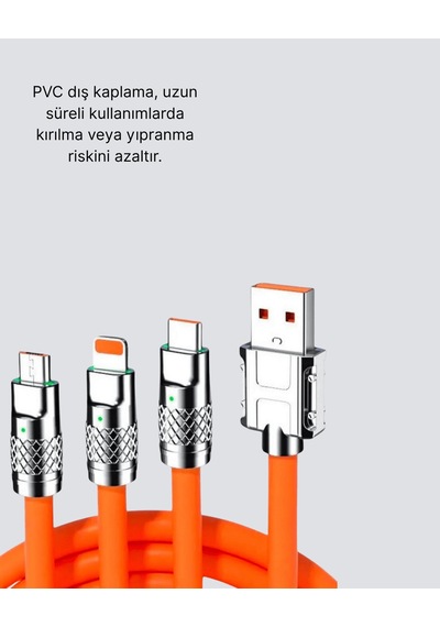 Hızlı Şarj Kablosu Esnek Kırılmaz Yüksek Hızlı Veri Aktarım Destekli Standart