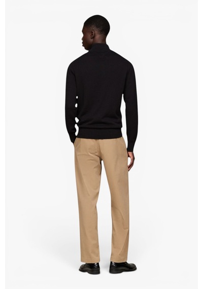 Tommy Hilfiger Pıma Org Ctn Cashmere Zıp Mock Erkek Siyah Kazak - Mw0mw28049