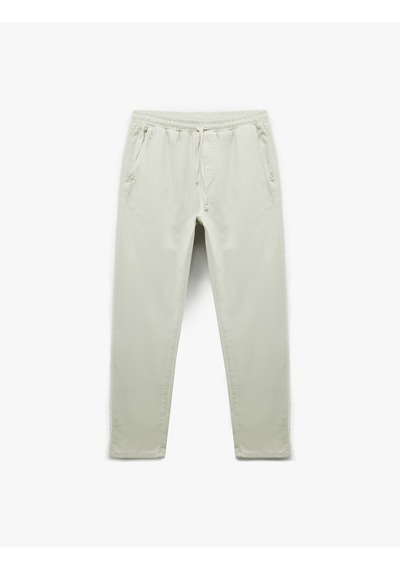 Koton Cep Detaylı Pamuklu Gabardin Beli Bağcıklı Pantolon Taş 5sam40179hw Taş